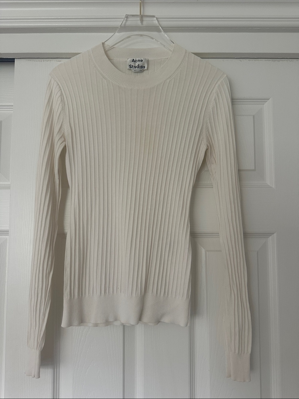 Acne Cream Ribbed Crewneck Sweater
